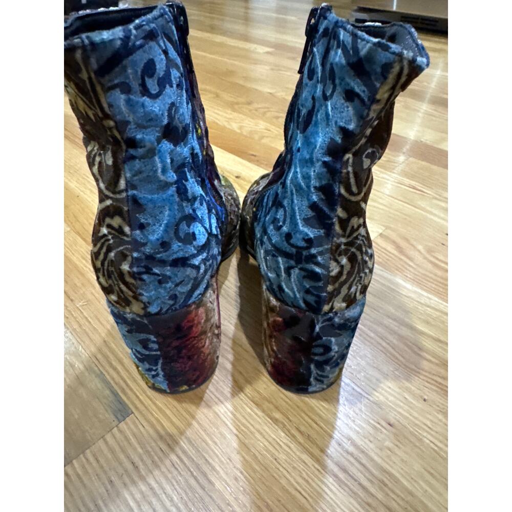 STRATEGIA Velvet Brocade Patchwork Boho Festival Ankle Boots Whimsygoth 39.5 - Picture 4 of 10